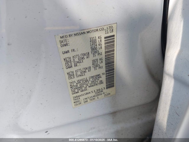 Nissan Titan Pro-4x 2019 1N6AA1E58KN513611 Image 9