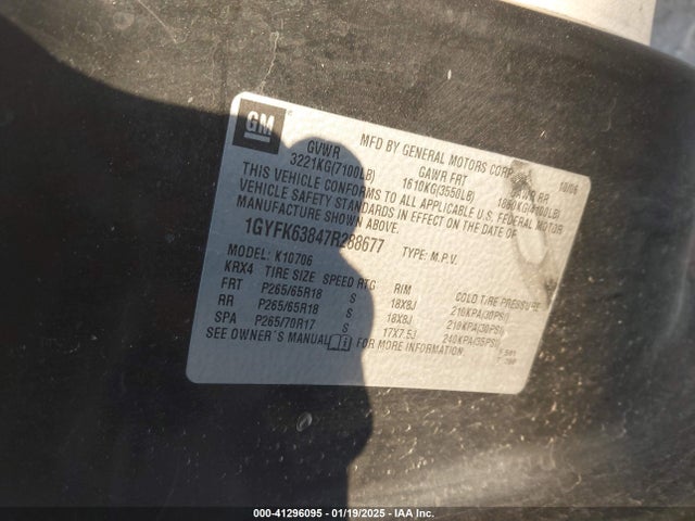 2007 CADILLAC ESCALADE 1GYFK63847R288677 Photo 8