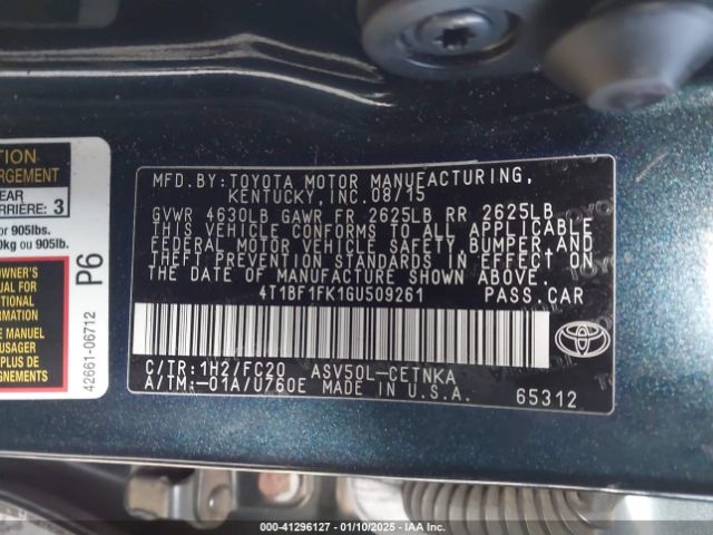 4T1BF1FK1GU509261 Toyota CAMRY LE