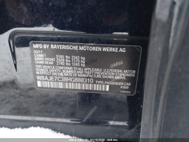 2017 BMW 540I WBAJE7C38HG888310 Photo 8
