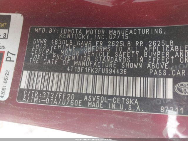 4T1BF1FK3FU994436 Toyota CAMRY SE
