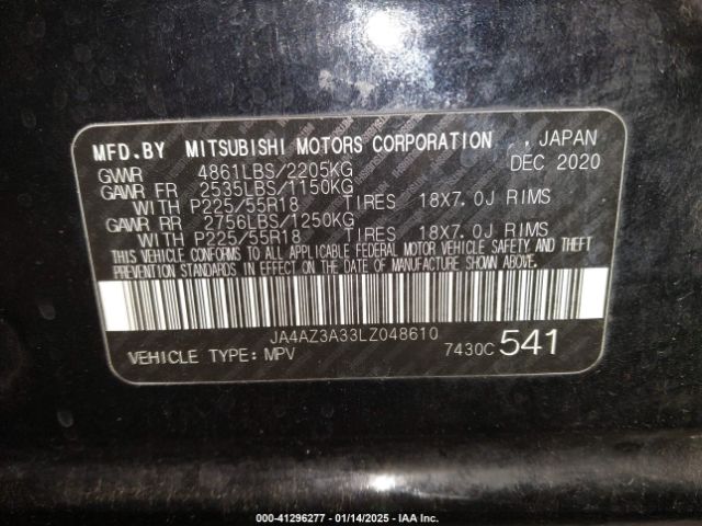 JA4AZ3A33LZ048610 Mitsubishi Outlander Es 2.4 S-awc/le 2.4 S-awc/se 2.4 S-awc/sel 2.4 S-awc/sp 2.4 S-awc