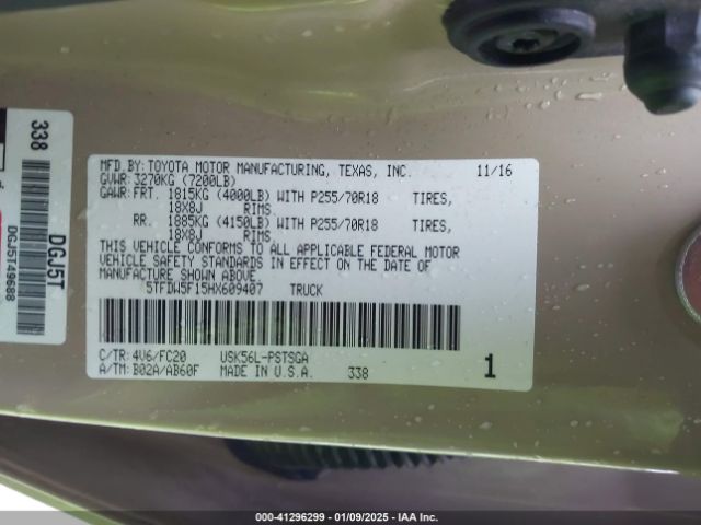 5TFDW5F15HX609407 Toyota Tundra Sr5 5.7l V8