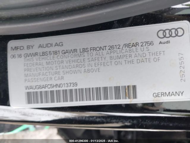 WAUG8AFC5HN013739 Audi A6 2.0t Premium