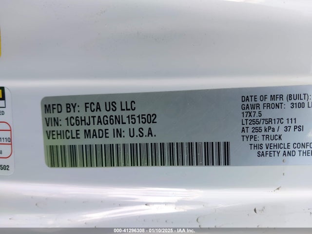 1C6HJTAG6NL151502 Jeep Gladiator Willys 4x4