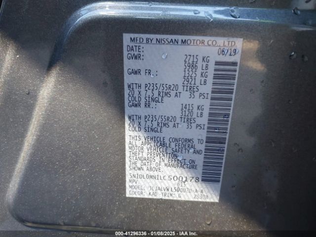 5N1DL0MN1LC500178 Infiniti QX60 LUXE