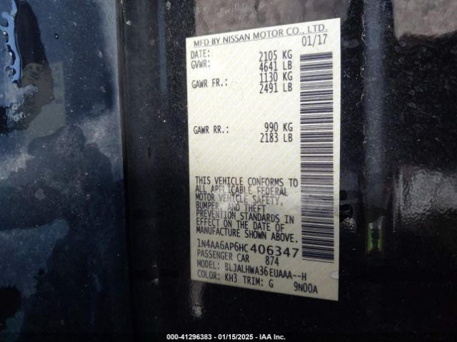 1N4AA6AP6HC406347 Nissan Maxima 3.5 Platinum