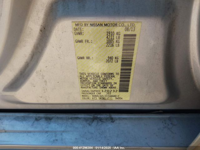 1N4AL3APXEC120232 Nissan Altima 2.5 Sl