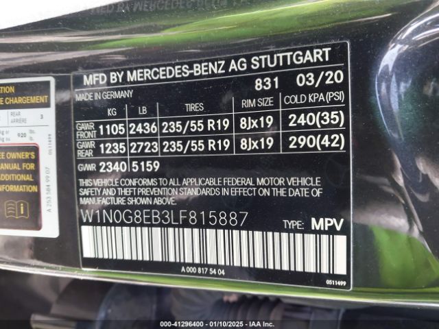 W1N0G8EB3LF815887 Mercedes-Benz Glc 300 4matic