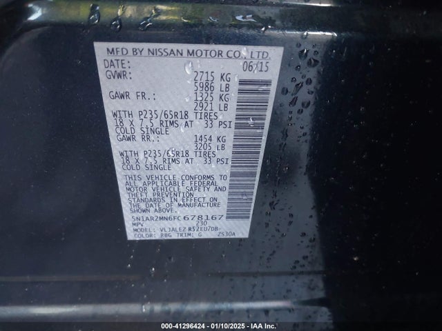 5N1AR2MN6FC678167 Nissan Pathfinder Sv
