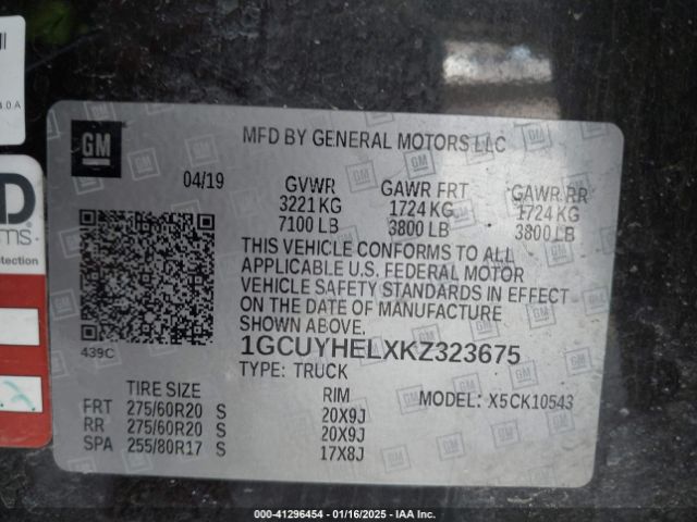 1GCUYHELXKZ323675 Chevrolet Silverado 1500 High Country