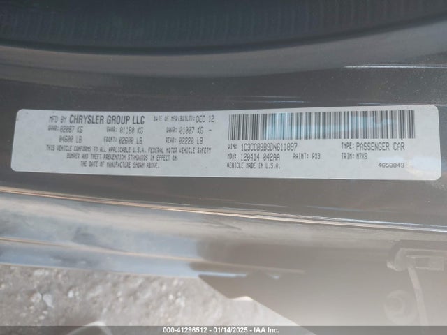 Aukcja sprzedaży 2013 Chrysler 200 Touring, vin: 1C3CCBBB9DN611897, numer aukcji: 41296512