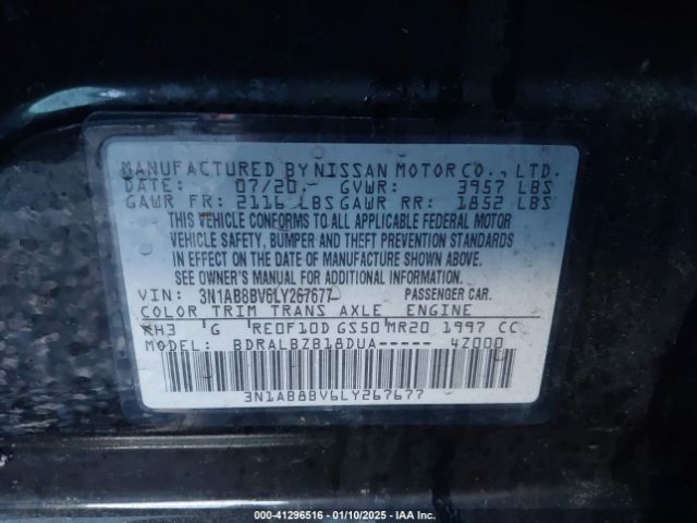 3N1AB8BV6LY267677 Nissan Sentra S Xtronic Cvt