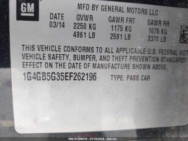 1G4GB5G35EF262196 Buick Lacrosse Leather Group