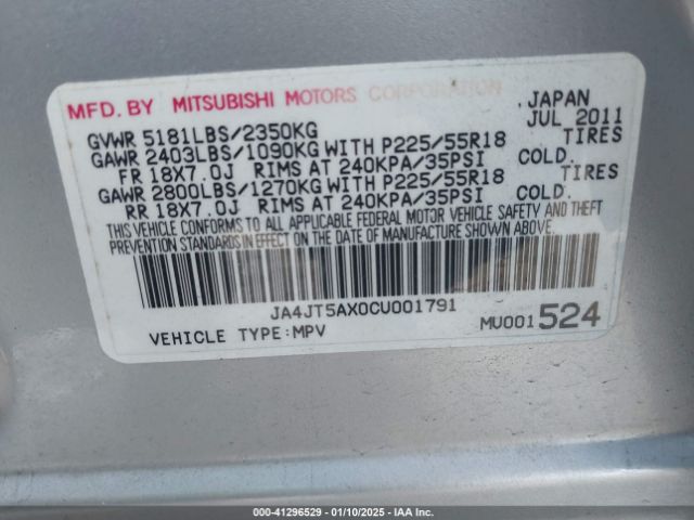 2012 MITSUBISHI OUTLANDER JA4JT5AX0CU001791 Photo 8