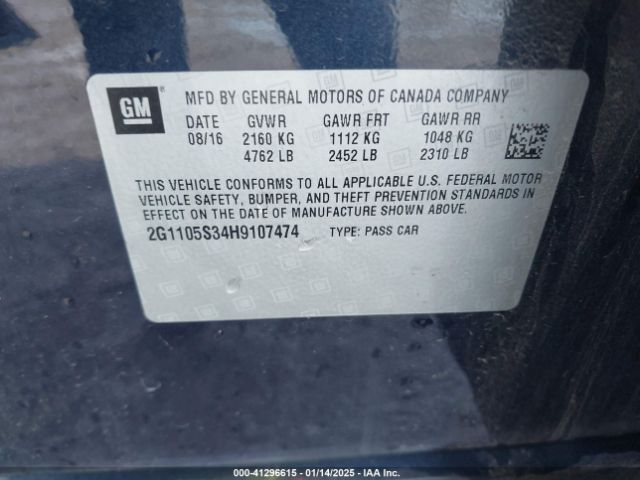 2G1105S34H9107474 Chevrolet IMPALA 1LT