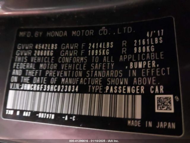 JHMCR6F39HC023034 Honda ACCORD HYBRID