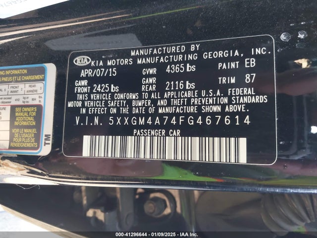 KIA Optima Lx 2015 5XXGM4A74FG467614 Image 9