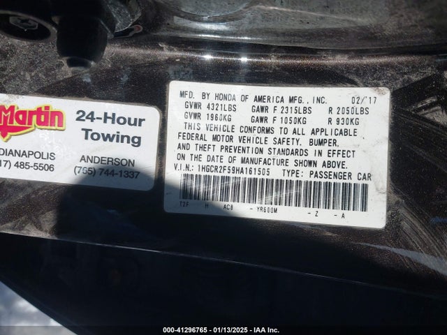 1HGCR2F59HA161505 Honda Accord Sport