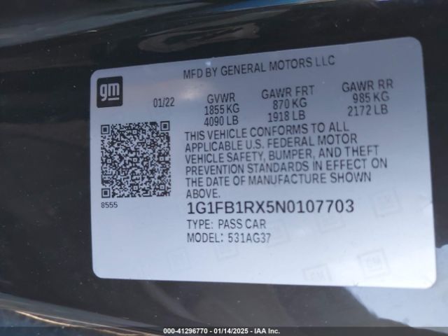 2022 CHEVROLET CAMARO 1G1FB1RX5N0107703 Photo 8