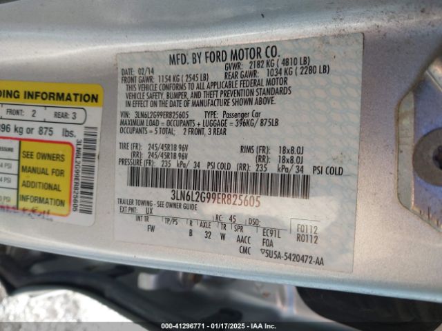 3LN6L2G99ER825605 Lincoln MKZ