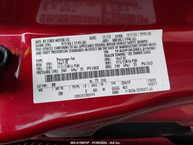 1FADP3K28EL219586 Ford 2014