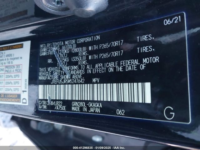JTEFU5JR5M5247642 Toyota 4runner Sr5 Premium