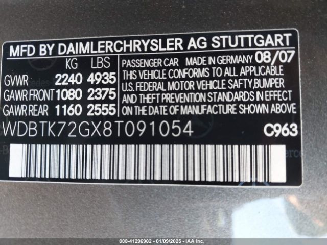 2008 MERCEDES-BENZ CLK 550 WDBTK72GX8T091054 Photo 8