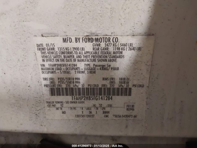 1FAHP2H85FG141284 Ford TAURUS SEL