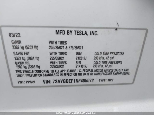 7SAYGDEF1NF405072 Tesla Model Y Performance Dual Motor All-wheel Drive