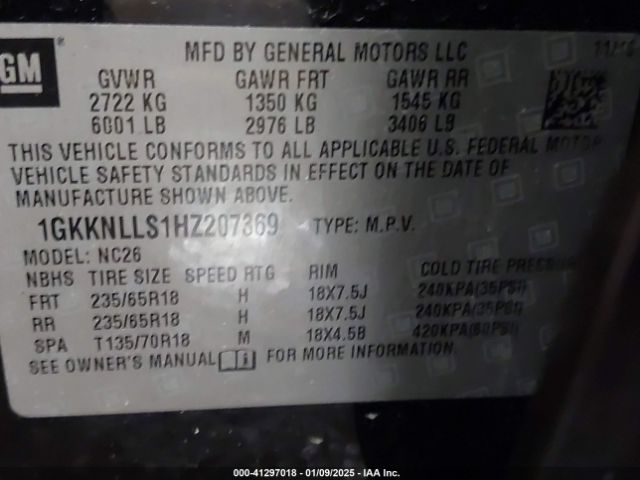 1GKKNLLS1HZ207369 GMC Acadia Sle-2
