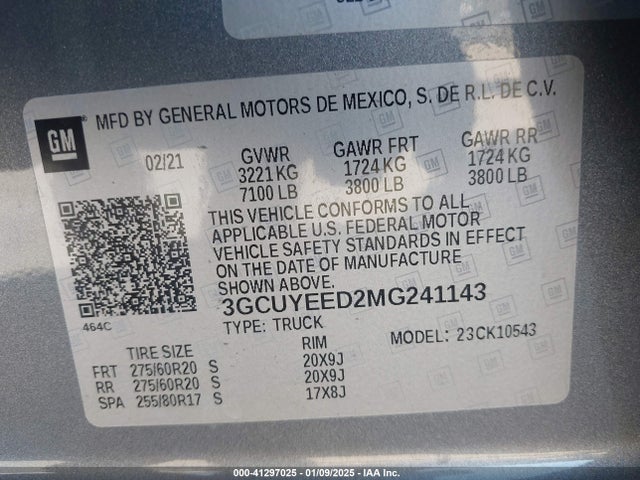 3GCUYEED2MG241143 Chevrolet l84 - di, alum, gen 5, var 2