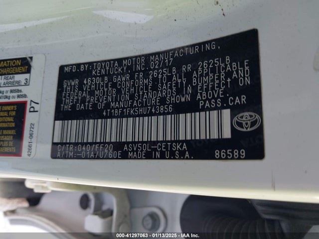 4T1BF1FK5HU743856 Toyota CAMRY SE
