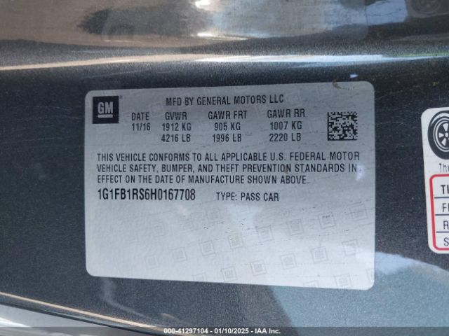 1G1FB1RS6H0167708 Chevrolet Camaro 1lt