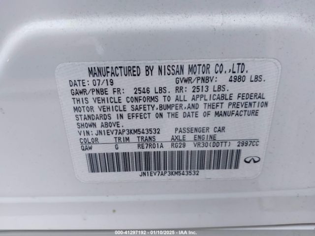 JN1EV7AP3KM543532 Infiniti Q50 3.0t Luxe