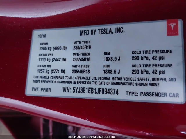 2018 TESLA MODEL 3 5YJ3E1EB1JF094374 Photo 8