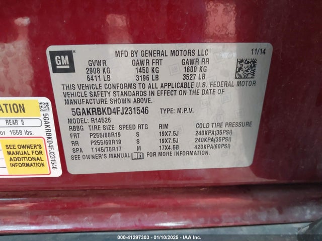 Buick Enclave Leather 2015 5GAKRBKD4FJ231546 Image 9