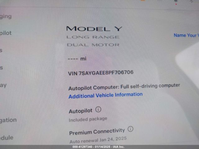 7SAYGAEE8PF706706 Tesla Model Y Awd/long Range Dual Motor All-wheel Drive