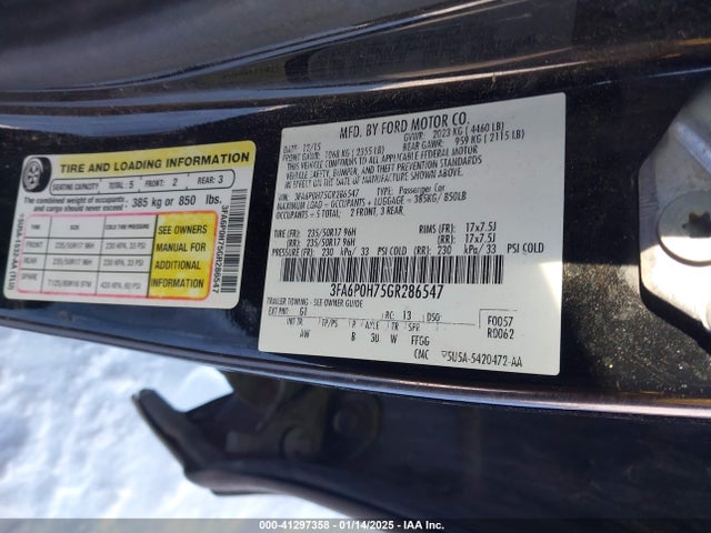 Ford FUSION SE 2016 3FA6P0H75GR286547 Image 9