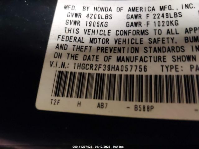 1HGCR2F39HA057756 Honda ACCORD LX