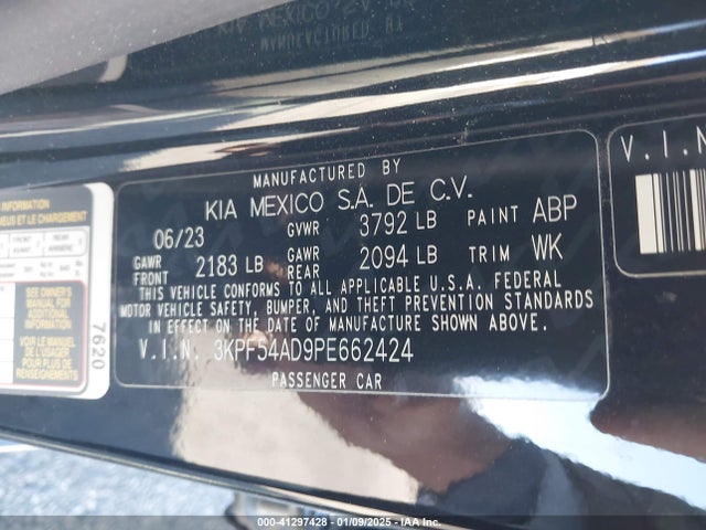 3KPF54AD9PE662424 KIA Forte Gt-line