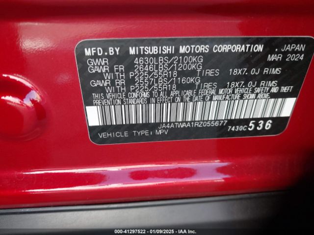 JA4ATWAA1RZ055677 Mitsubishi Eclipse Cross Se S-awc