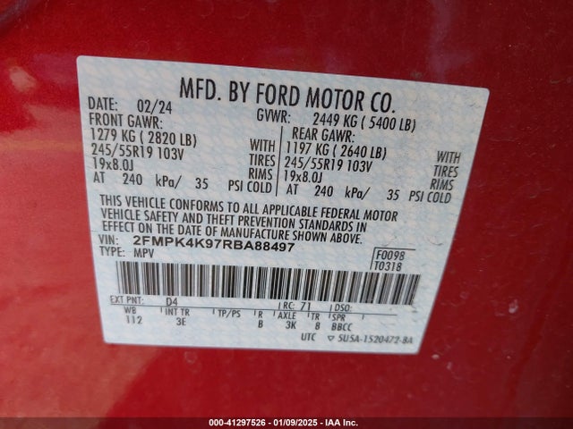 Ford Edge Titanium 2024 2FMPK4K97RBA88497 Image 9