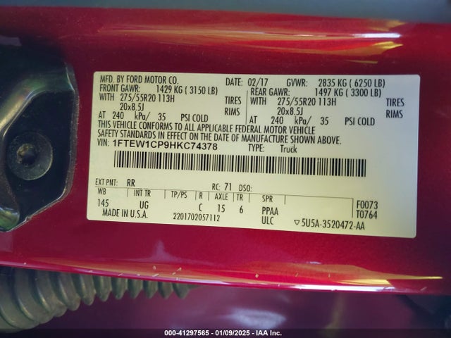 Ford F-150 Xlt 2017 1FTEW1CP9HKC74378 Image 9