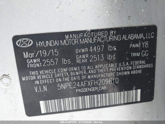 Hyundai SONATA SE 2015 5NPE24AFXFH209610 Image 9