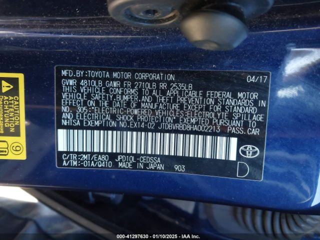 JTDBVRBD8HA002213 Toyota Mirai