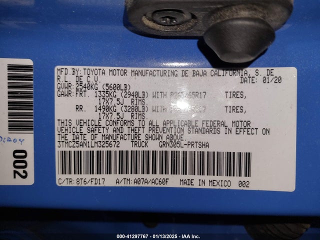 3TMCZ5AN1LM325672 Toyota Tacoma Trd Sport