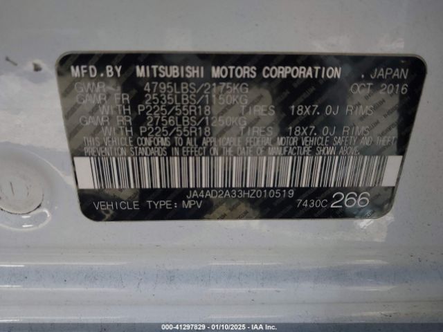 JA4AD2A33HZ010519 Mitsubishi Outlander Es
