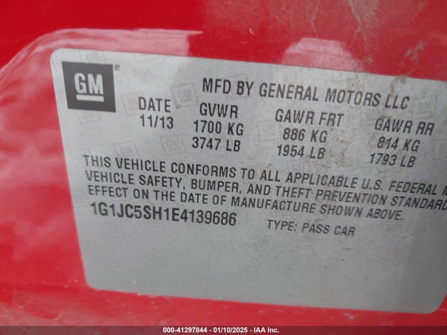 Chevrolet Sonic Lt Auto 2014 1G1JC5SH1E4139686 Image 9