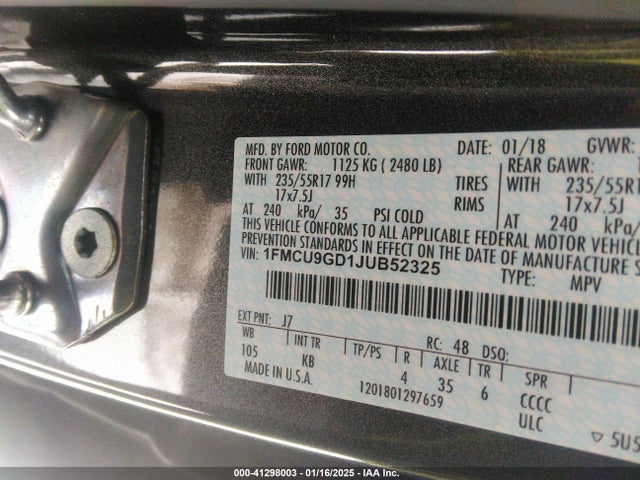 Ford ESCAPE SE 2018 1FMCU9GD1JUB52325 Image 9